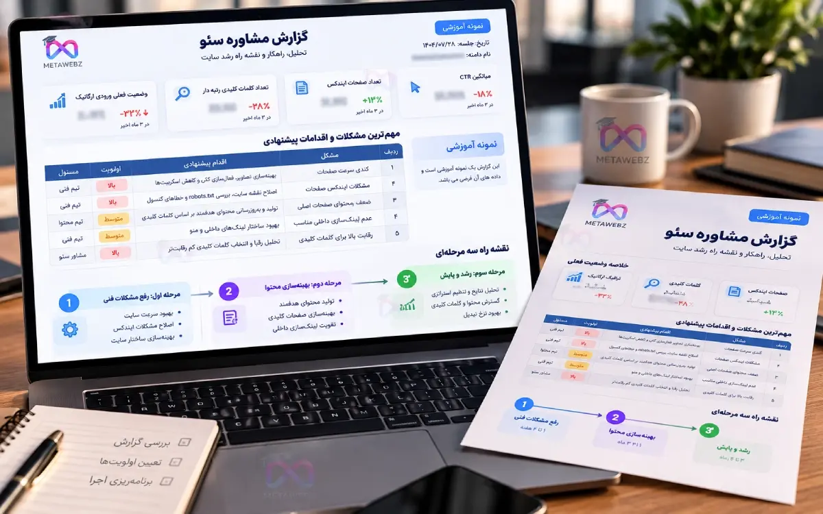نمونه صفحه گزارش مشاوره سئو